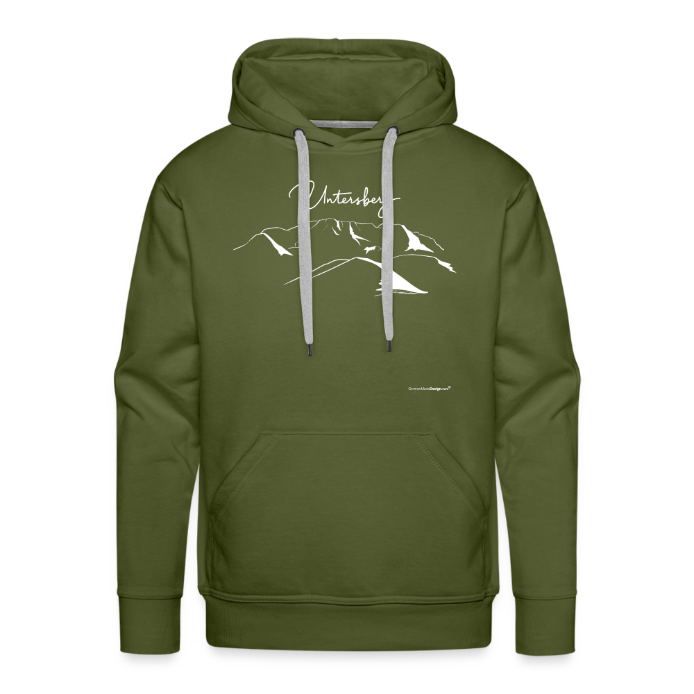 Männer Premium Hoodie in versch. Farben Untersberg 2xDruck in Weiß - Olivgrün
