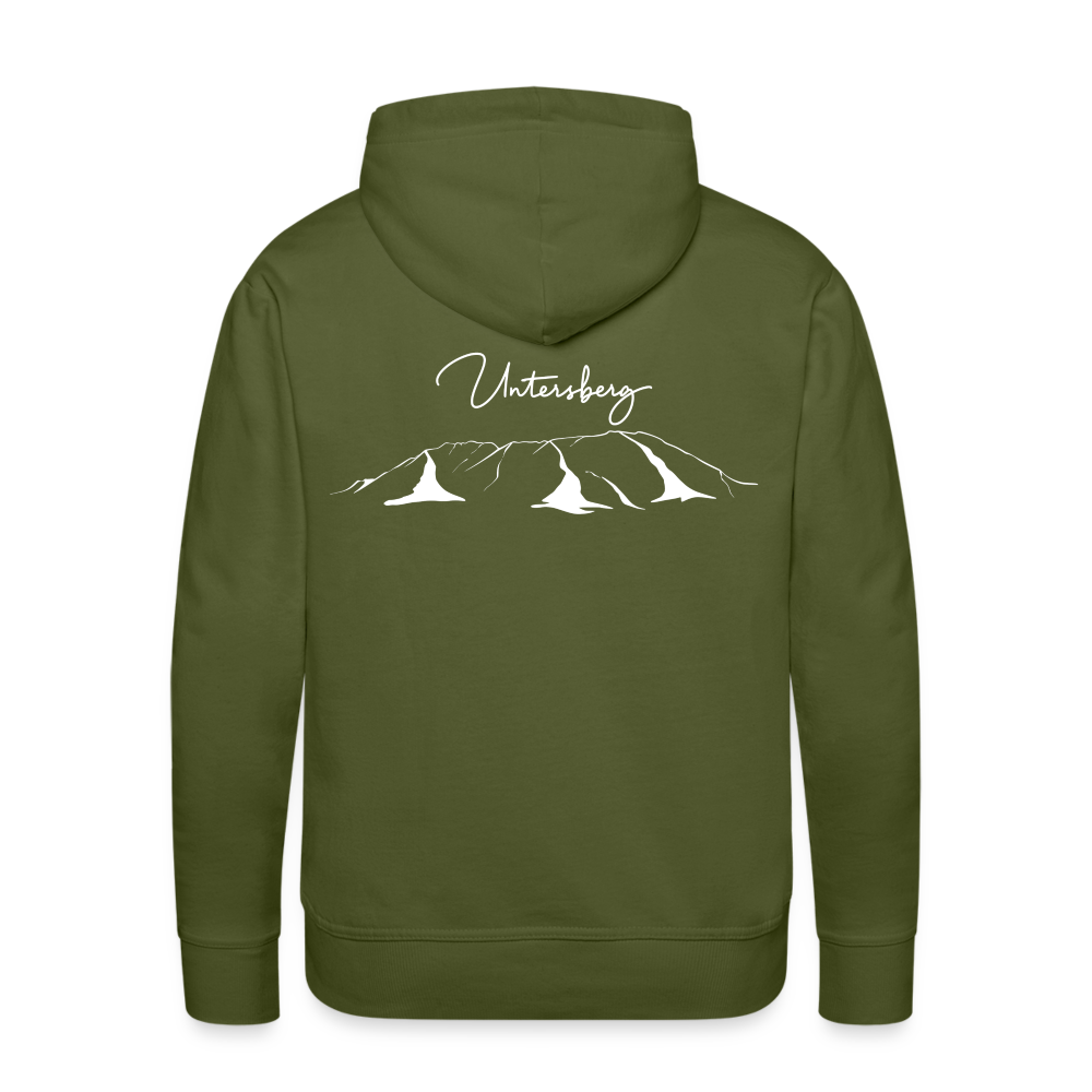 Männer Premium Hoodie in versch. Farben Untersberg 2xDruck in Weiß - Olivgrün