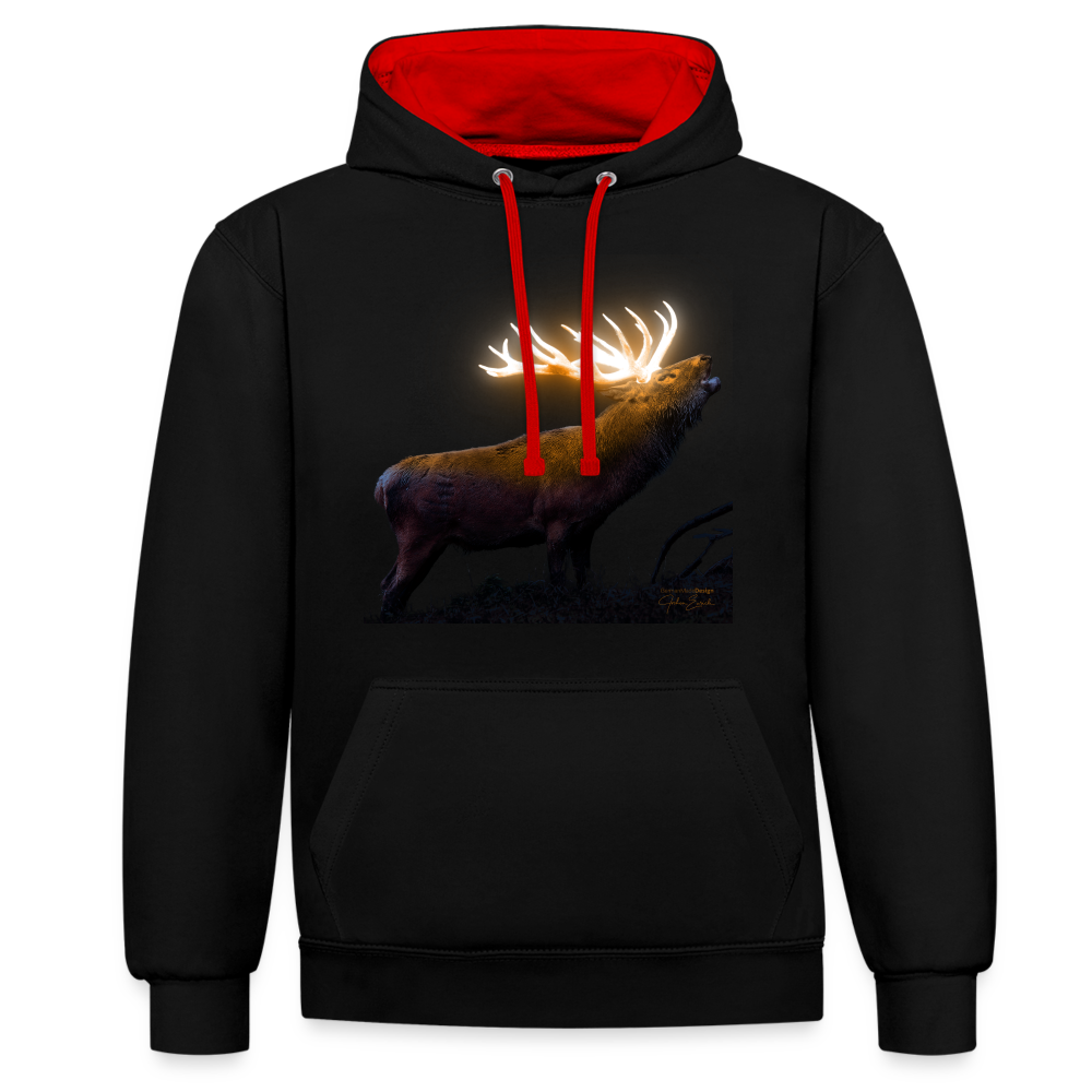 Magischer Hirsch vom Untersberg Kontrast-Hoodie - Schwarz/Rot