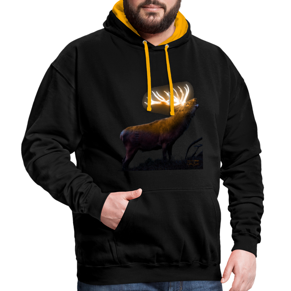 Magischer Hirsch vom Untersberg Kontrast-Hoodie - Schwarz/Gold