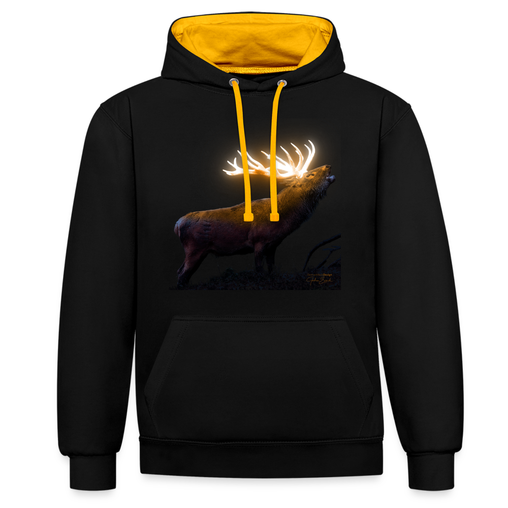 Magischer Hirsch vom Untersberg Kontrast-Hoodie - Schwarz/Gold