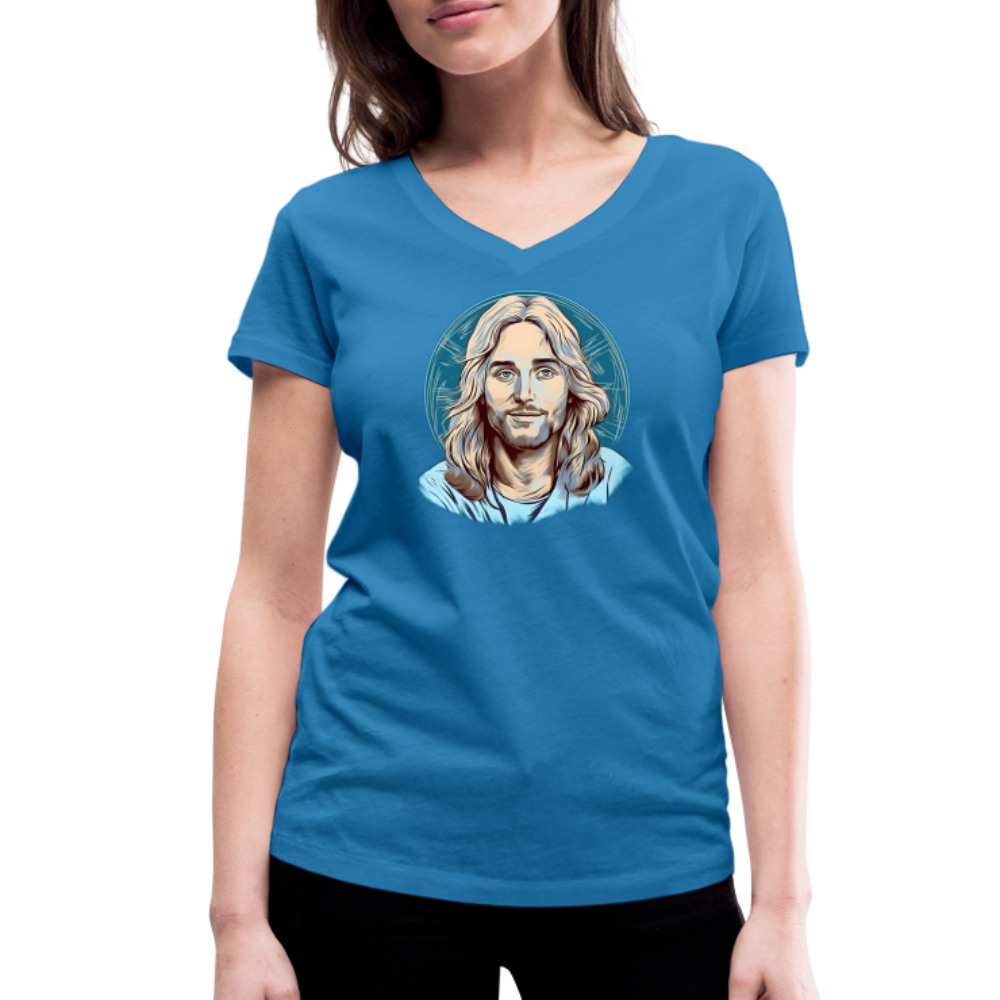 Frauen Bio-T-Shirt mit V-Ausschnitt von Stanley & Stella - Pfauenblau